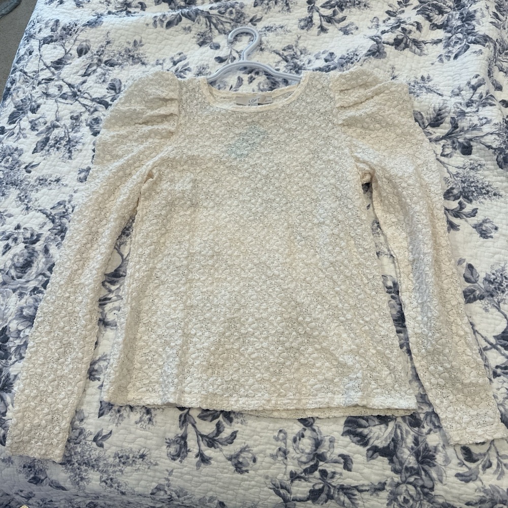 LOFT Cream Ruffled Blouse